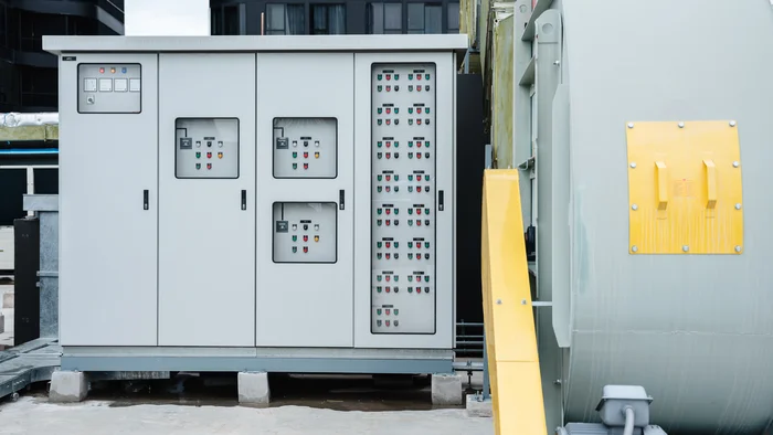 Electrical room with distribution box in commercial building