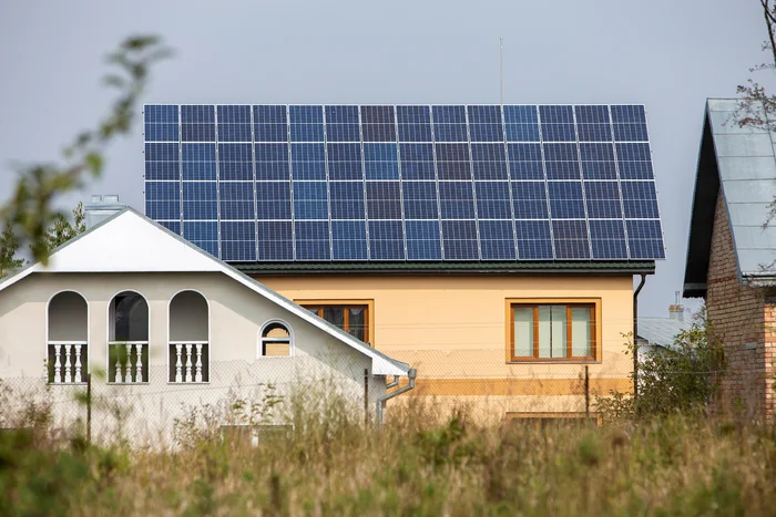 Solar system on residential exterior