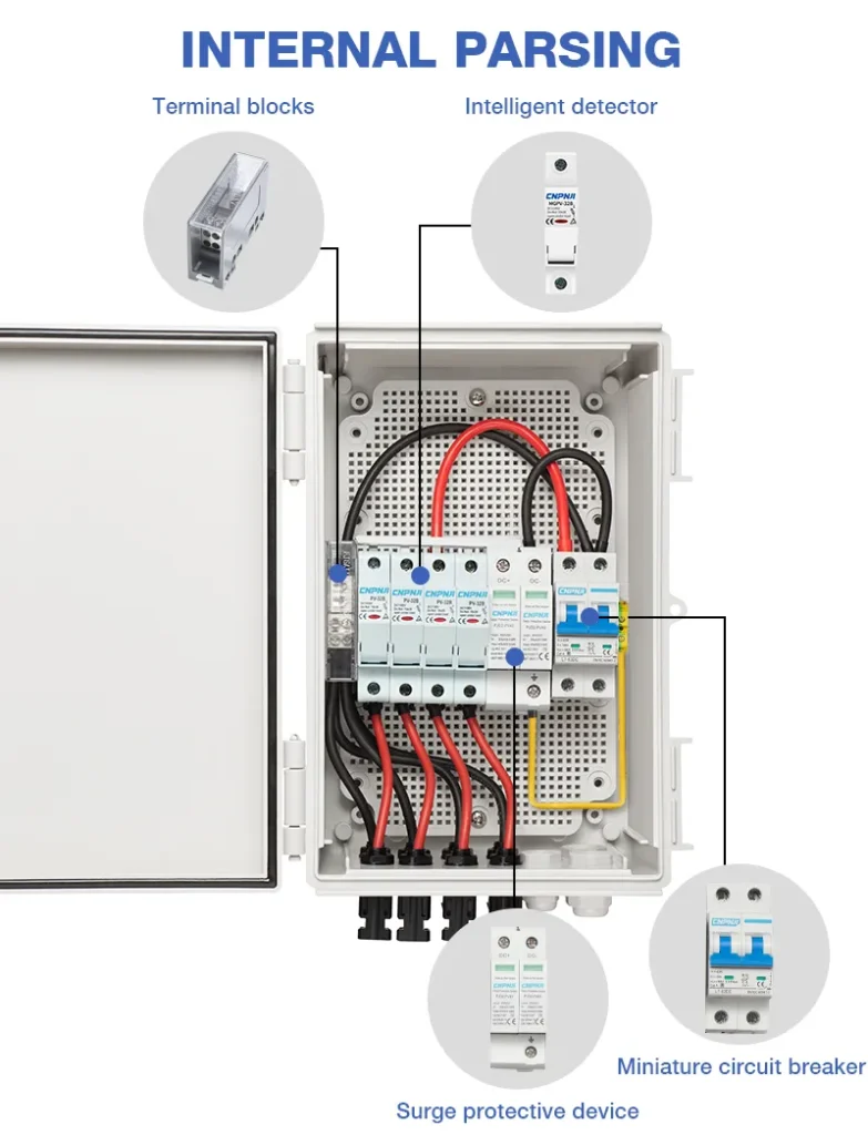 PV combiner box interior diagram